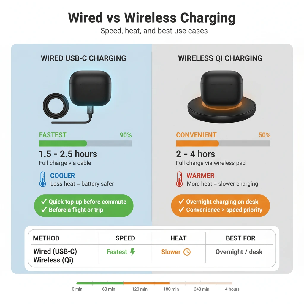 how long to charge earbuds wired vs wireless case charge time quick chart