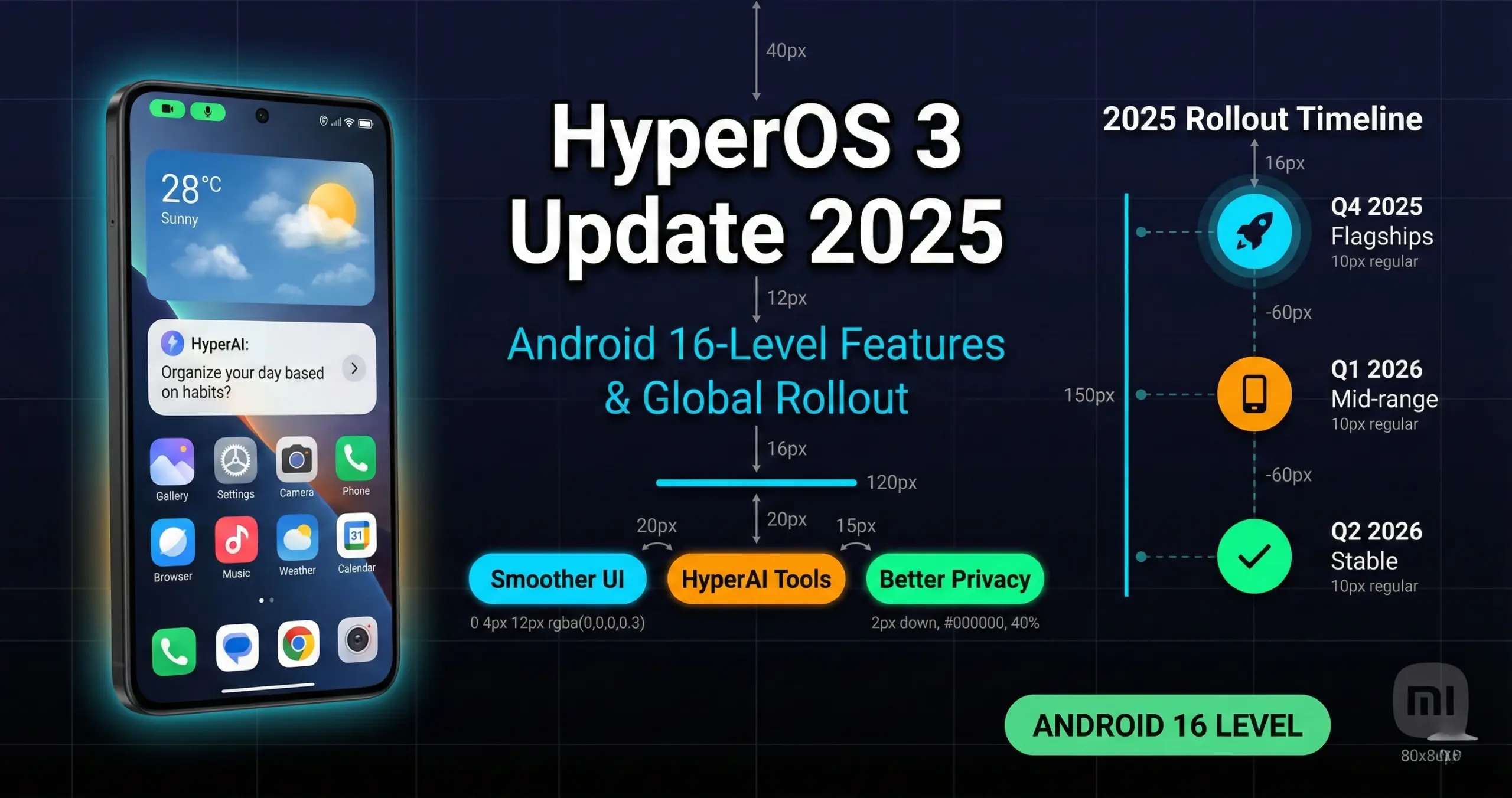 HyperOS 3 update 2025 Android 16 timeline and features