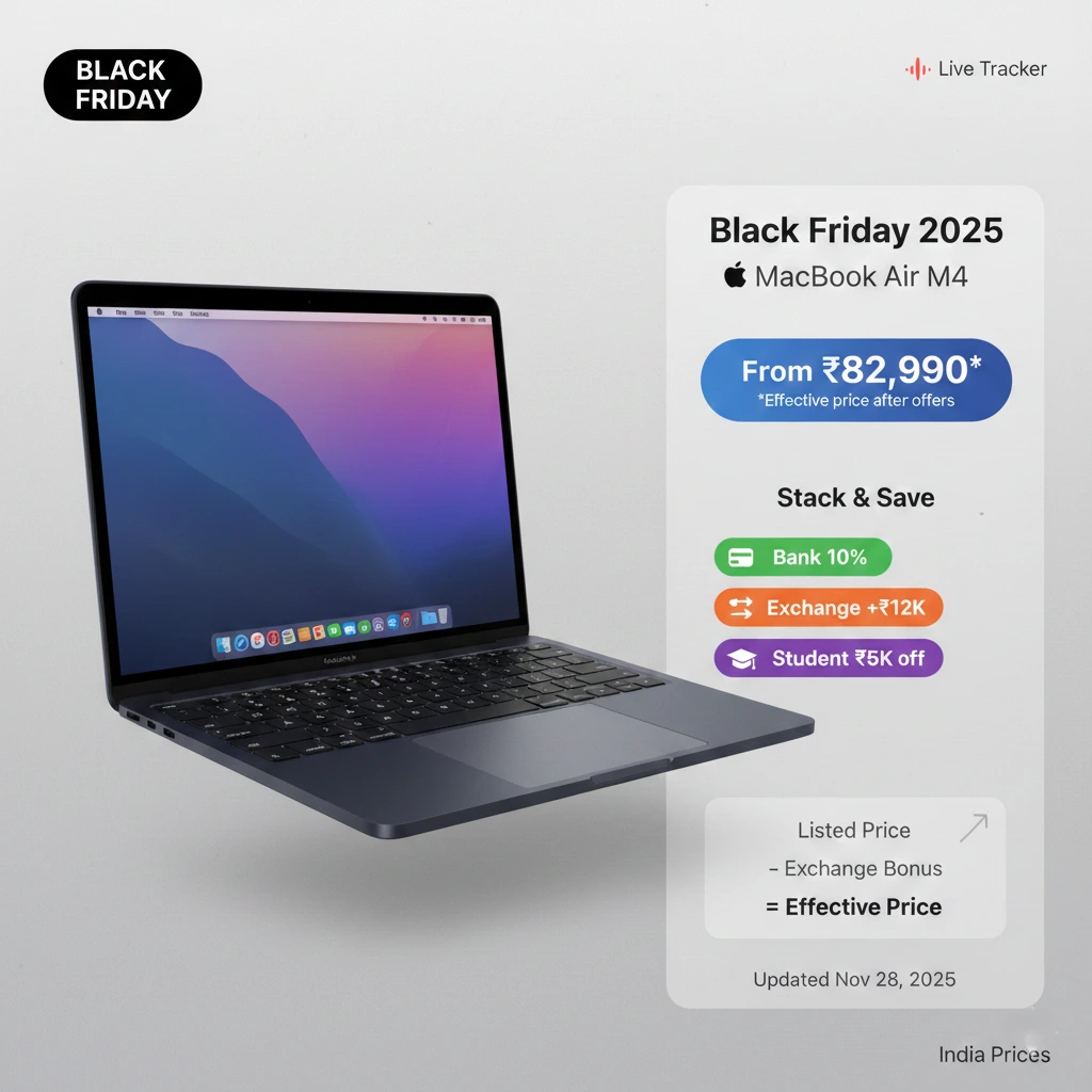 macbook air m4 black friday india price 2025 live tracker hero image