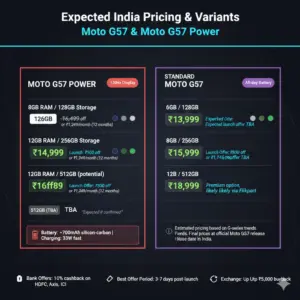 Moto G57 price in India and storage variants