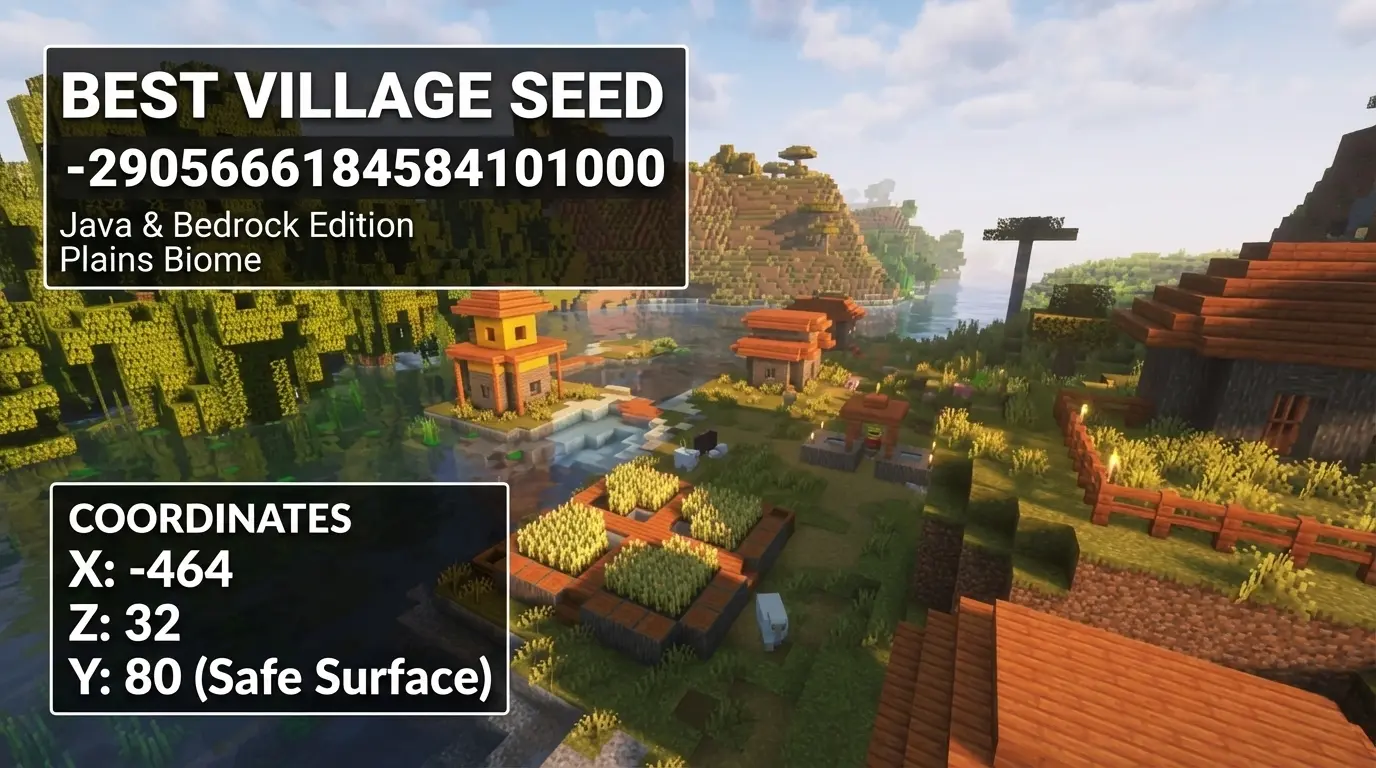 best minecraft seeds village near spawn coordinates