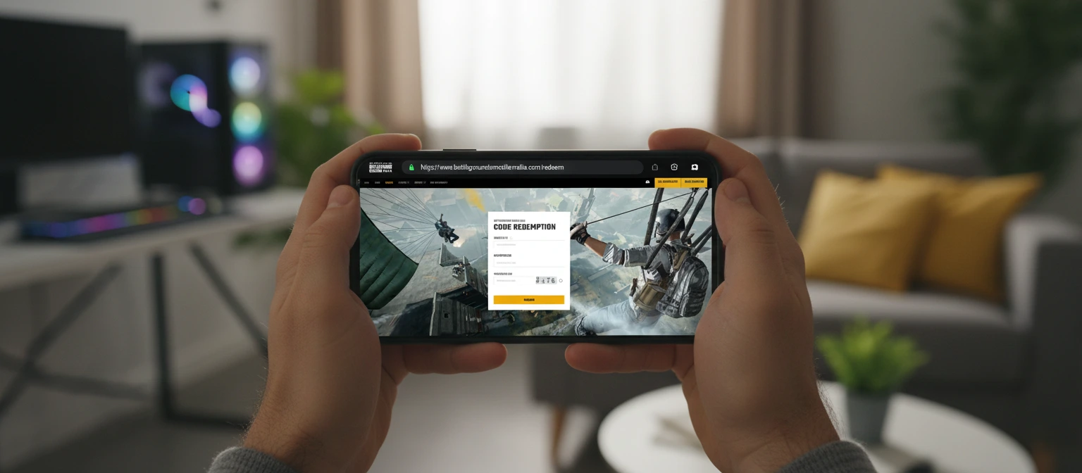 bgmi redeem code today mobile browser entering code on redemption center