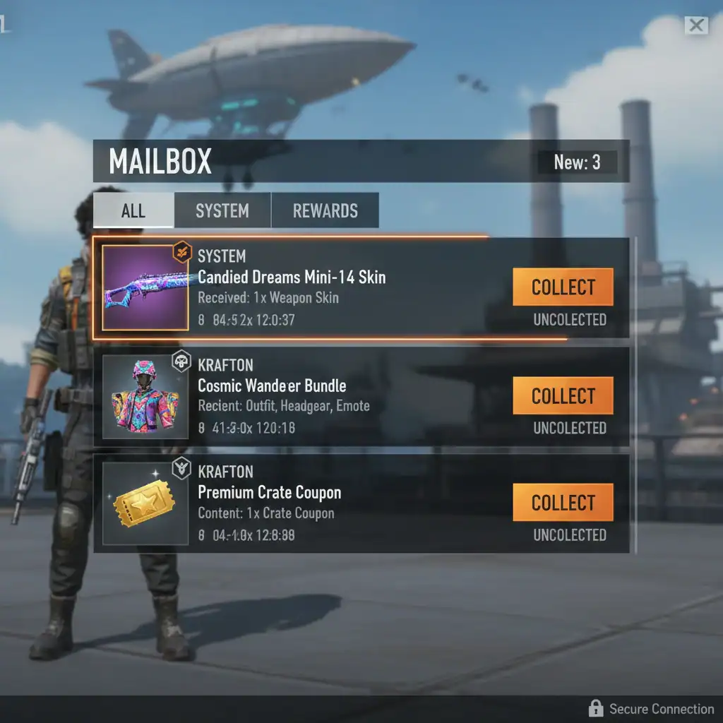 bgmi redeem code today reward mail in BGMI inbox