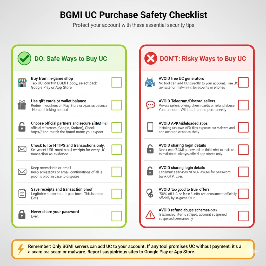 bgmi uc purchase safety checklist for secure uc top up