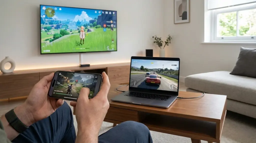 cloud gaming on phone laptop and smart TV