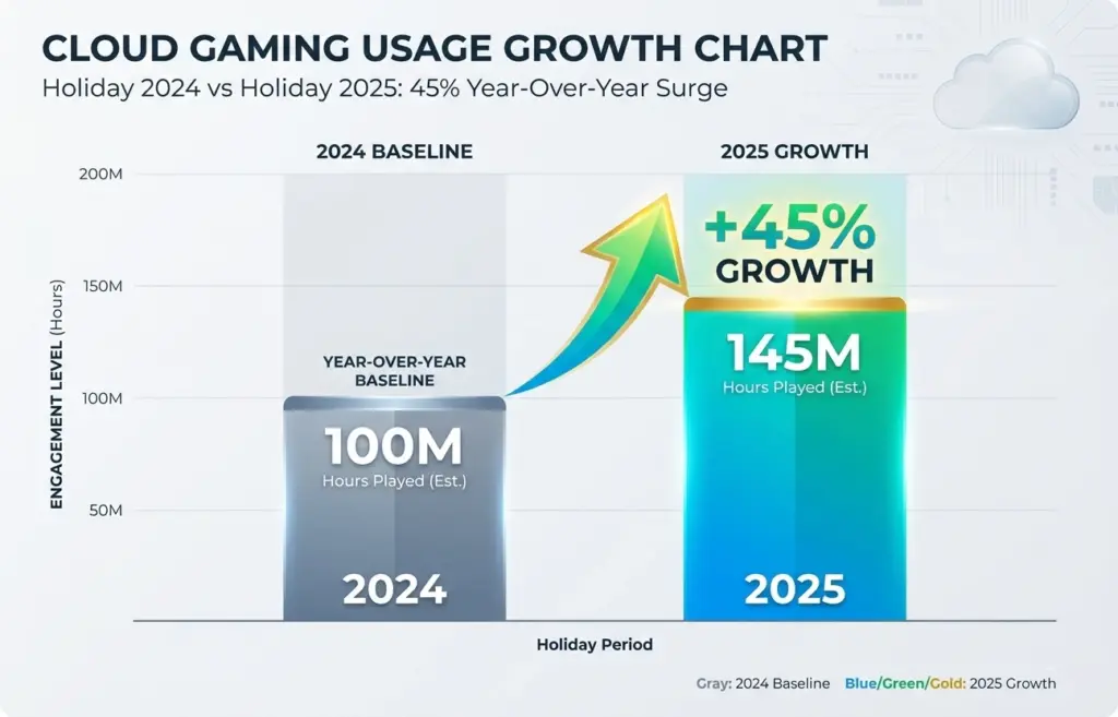 cloud gaming usage growth chart from 2024 to 2025