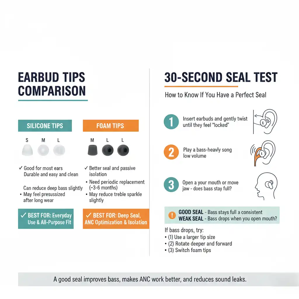 best earbuds fit playbook and 30-second seal test