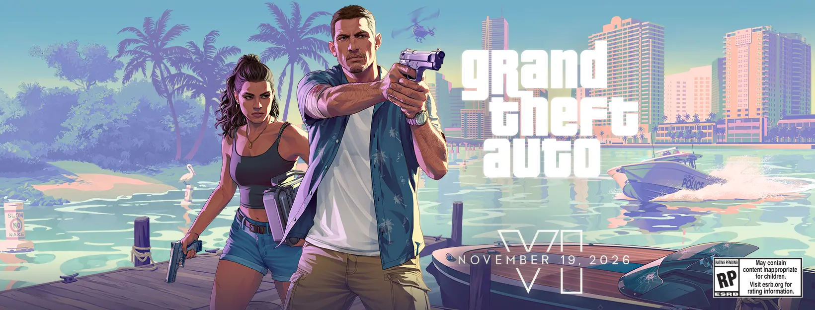 GTA 6 release date announcement showing November 19, 2026 official launch date for PlayStation 5 and Xbox Series X|S, featuring premium Rockstar Games visual design