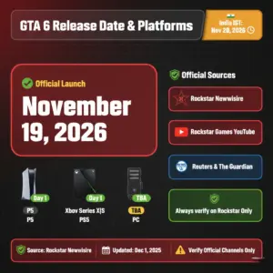 GTA 6 release date & platforms overview with official sources and PC status