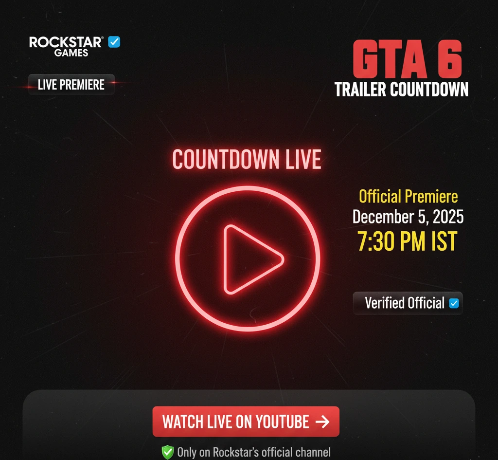 GTA 6 trailer countdown time-zone graphic for IST US UK EU