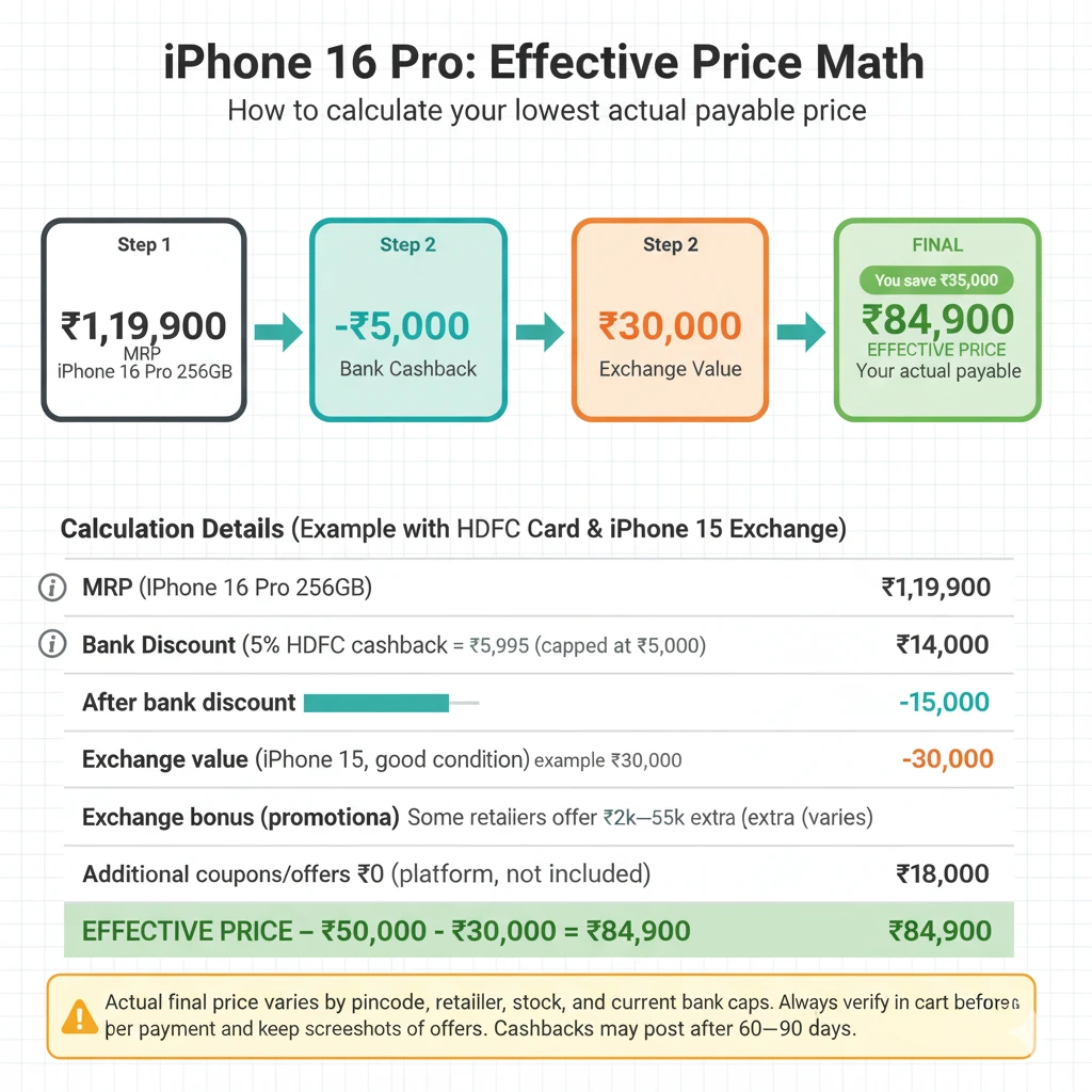 iPhone 16 Pro effective price calculation in India