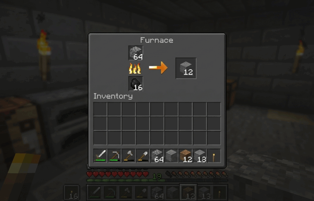 how to make smooth stone in minecraft bedrock and java with the furnace gui