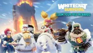 Whiteout Survival gift codes hero image with survivors in a frozen city