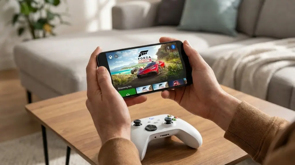 xbox cloud gaming on a phone with a bluetooth controller