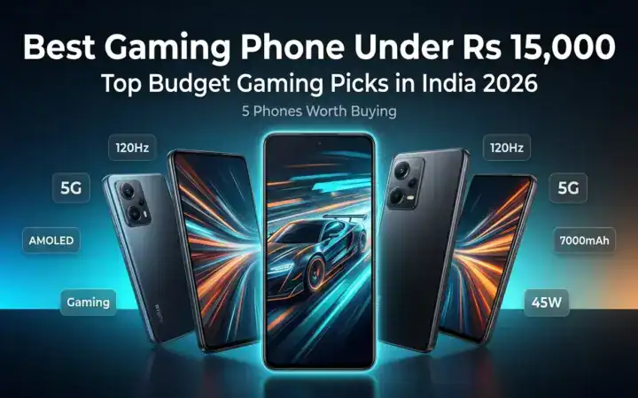 Best gaming phone under Rs 15000 in India 2026 featured image showing top budget gaming smartphones