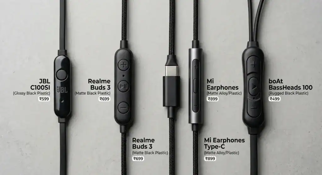 best wired earbuds under 1000 India 2026 - inline mic comparison across 4 picks