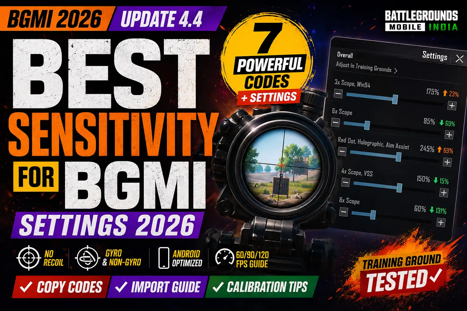 Best Sensitivity for BGMI 2026: 7 Community Codes & BGMI 4.4 Settings