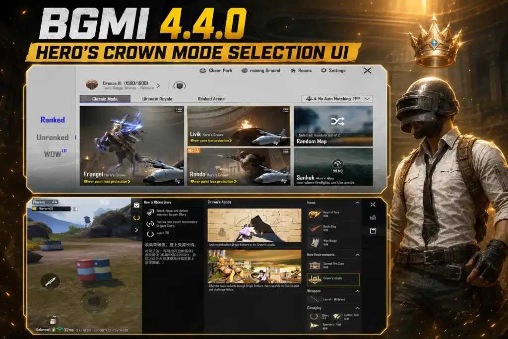 BGMI 4.4.0 update Hero’s Crown floating Greek arena