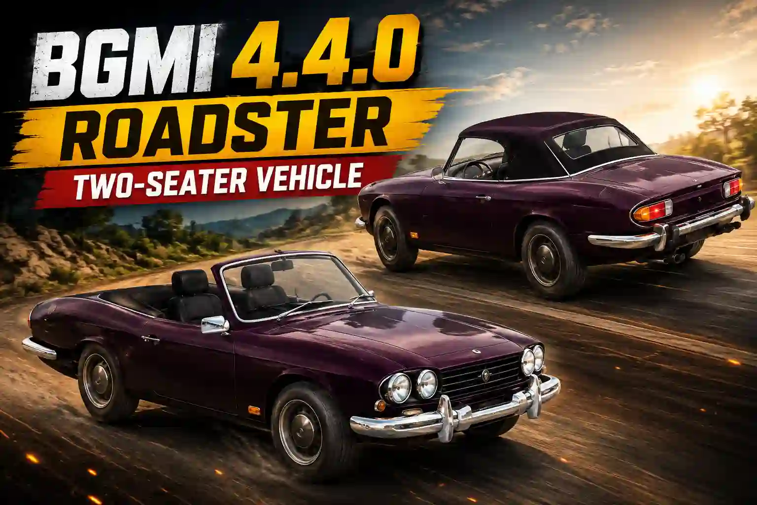BGMI 4.4.0 Roadster two-seater vehicle