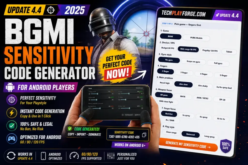 BGMI sensitivity code generator for Android players