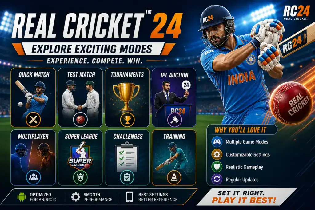 Real Cricket 24 modes screenshot