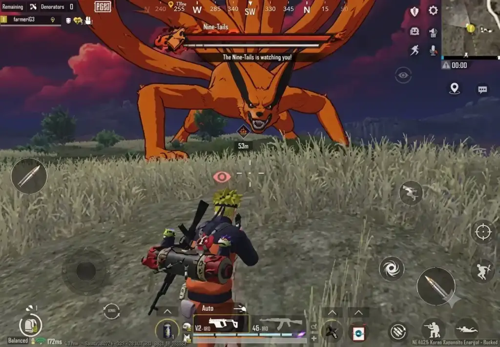 BGMI 4.5 update Kurama boss battle in Naruto theme mode